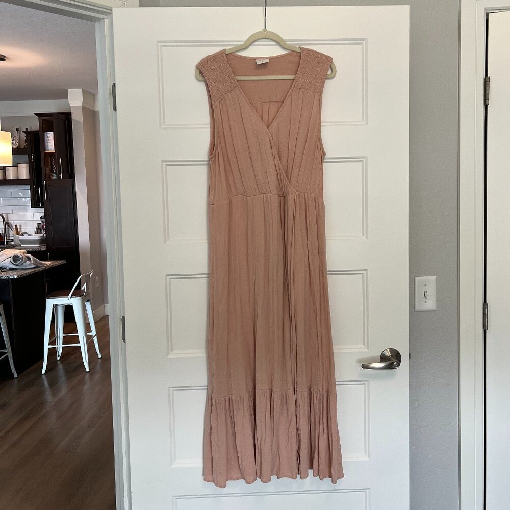Knox Rose Dress Womens XL Dusty Pink Faux Wrap Sleeveless Maxi Dress